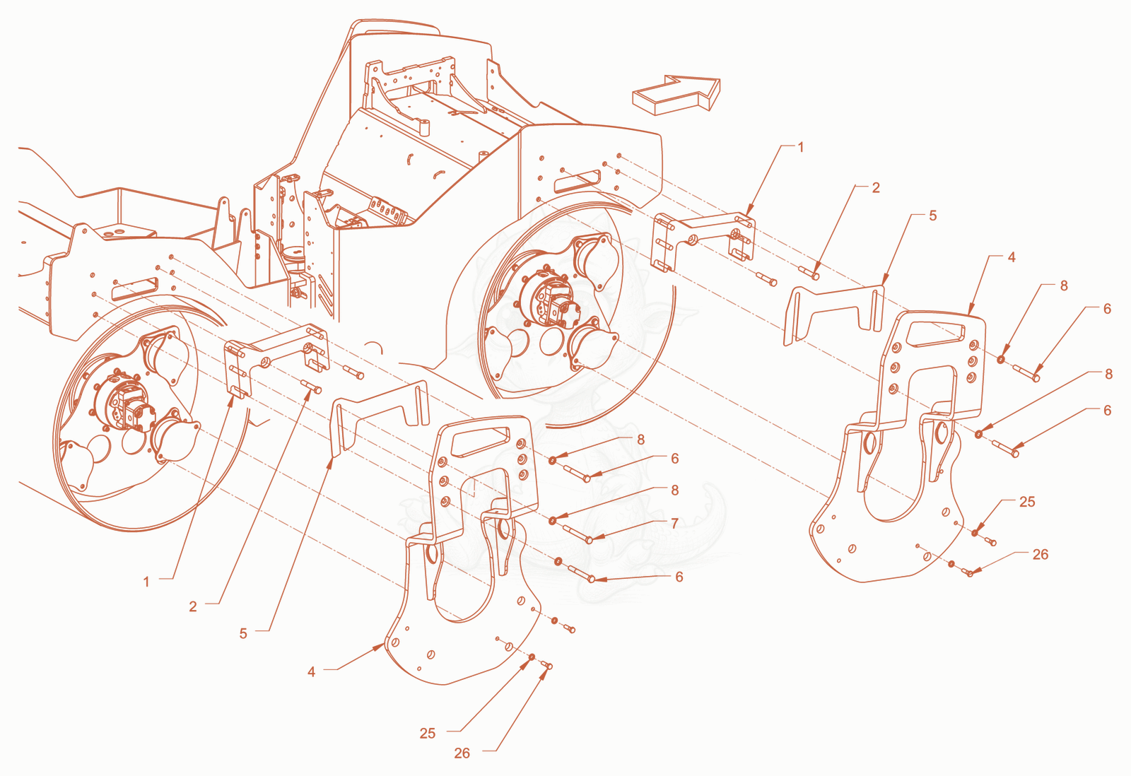 Exploded parts diagram of the drum) of a Wacker Neuson RD40-130OUS, with numbered balloons