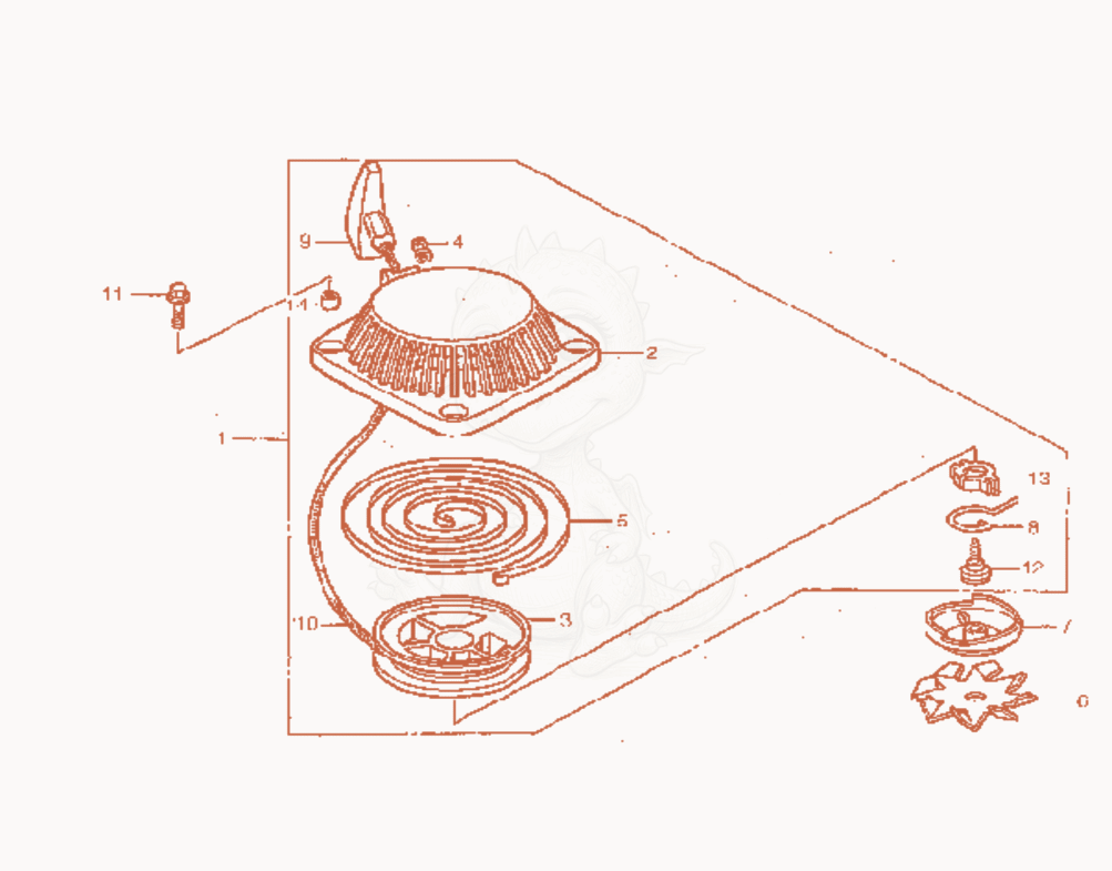 Exploded parts diagram of the Starter cpl. of a Wacker Neuson P31A, with numbered balloons