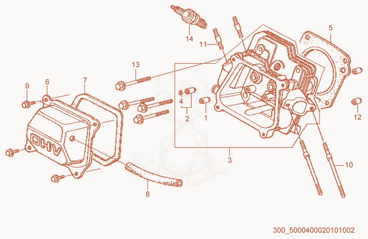 Exploded parts diagram of the Cylinder Head of a Wacker Neuson WP1235AW-L, with numbered balloons