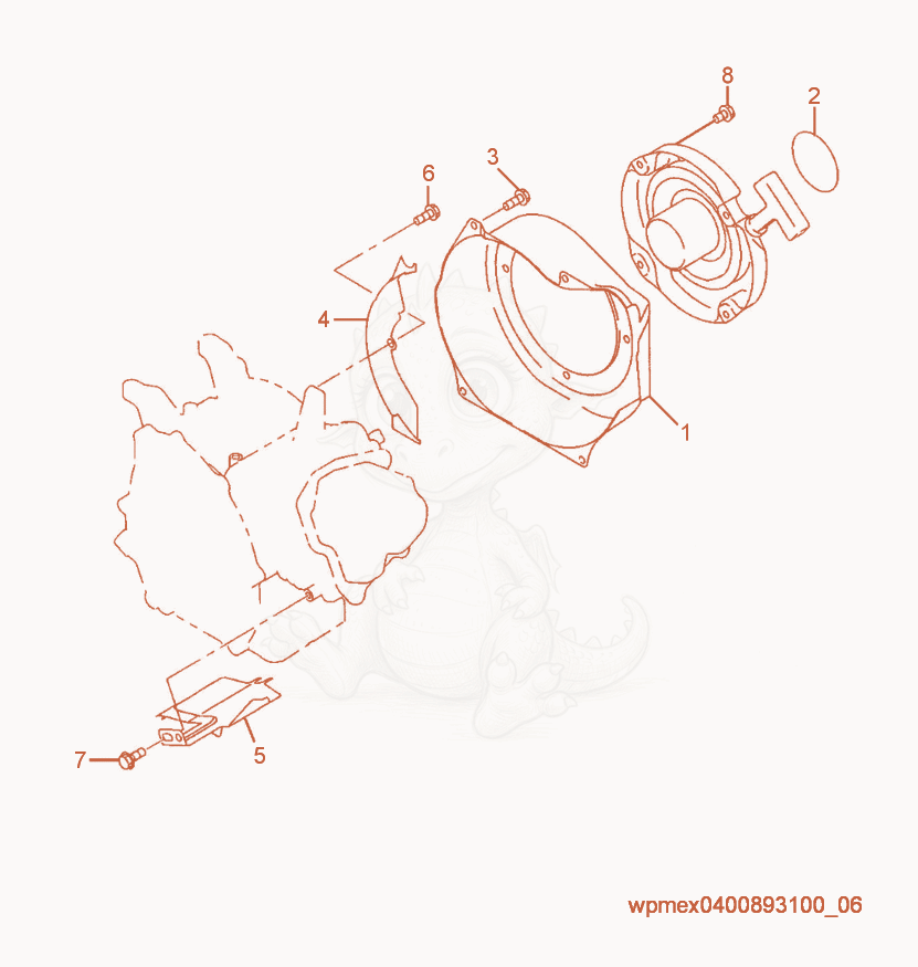 Exploded parts diagram of the Blower Housing of a Wacker Neuson RS600, with numbered balloons