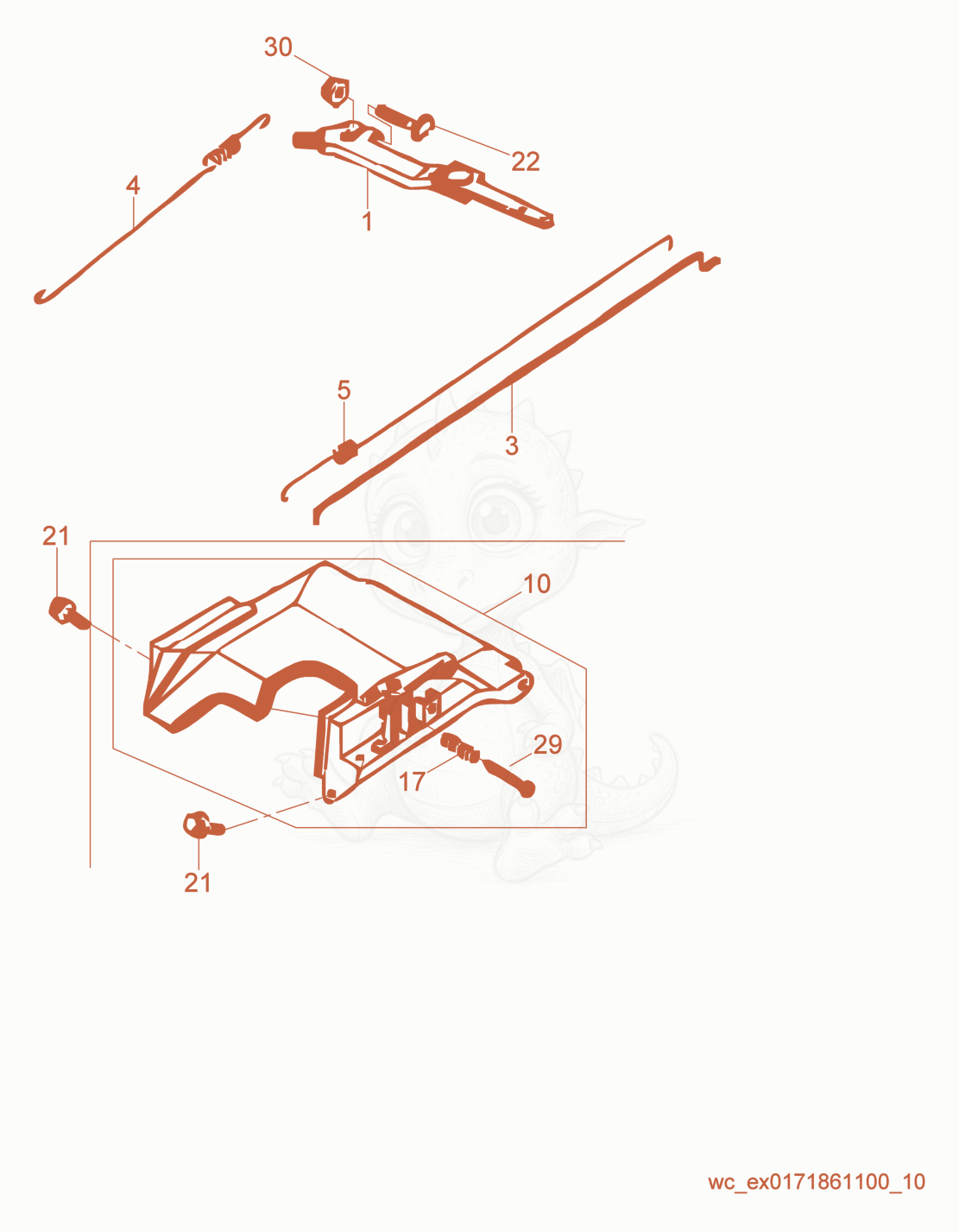 Despiece del Throttle Control de una máquina Wacker Neuson GV3800A, con globos numerados