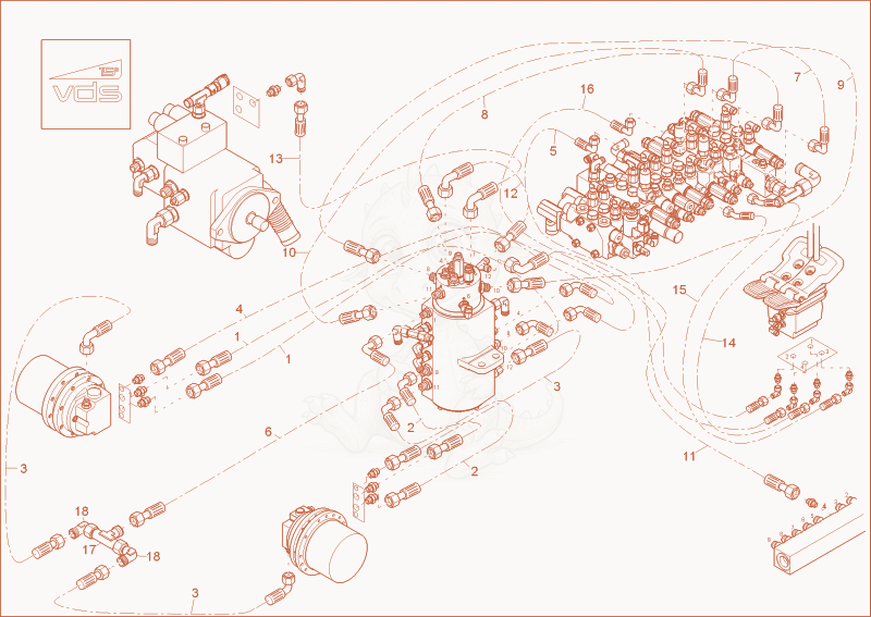 Exploded parts diagram of the TRAVEL MOTOR INSTALLATION (OPTION) of a Wacker Neuson ET20, with numbered balloons