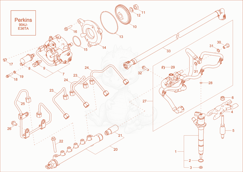 Despiece del FUEL INJECTION EQUIPMENT option de una máquina Wacker Neuson ET145, con globos numerados