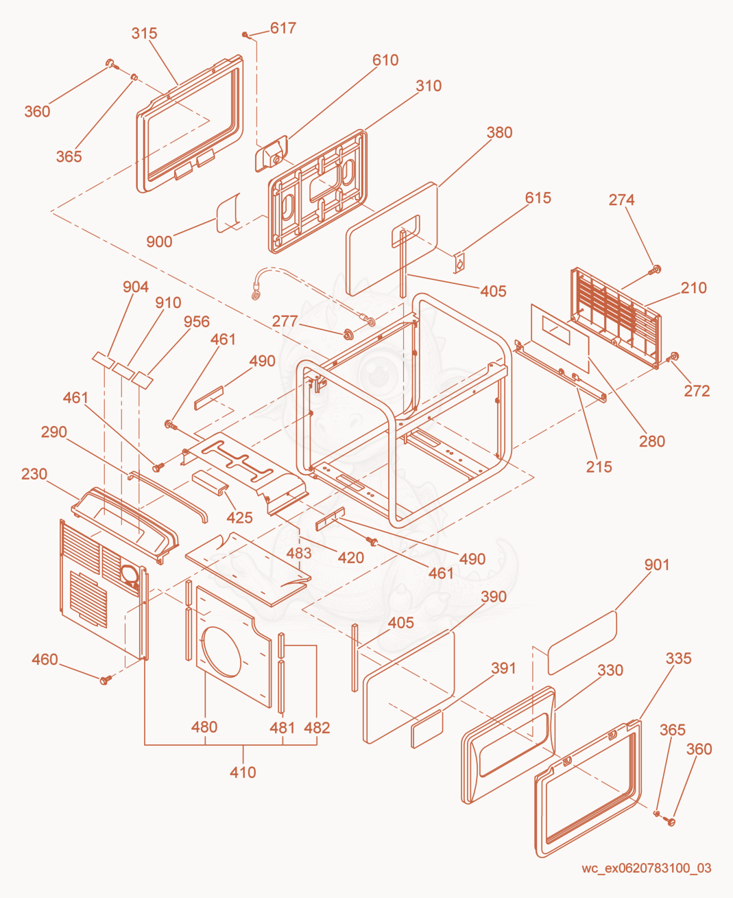 Exploded parts diagram of the Panel cpl. of a Wacker Neuson GPSI4300, with numbered balloons