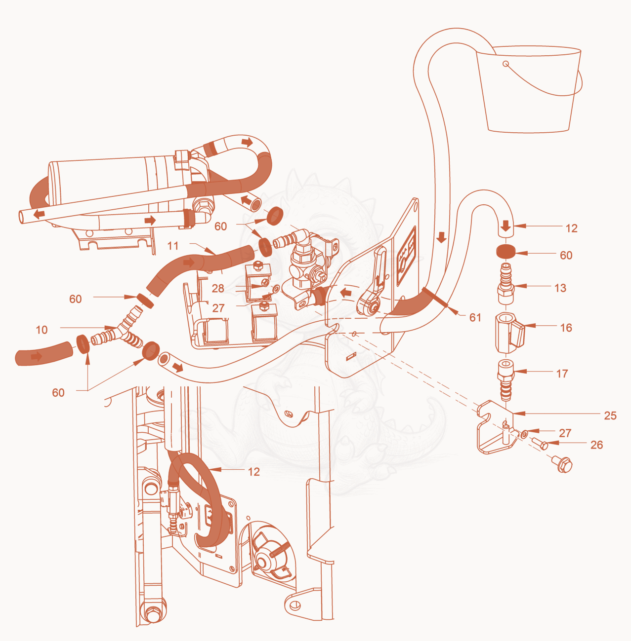 Exploded parts diagram of the Antifreezing Device of a Wacker Neuson RD45-140.3, with numbered balloons
