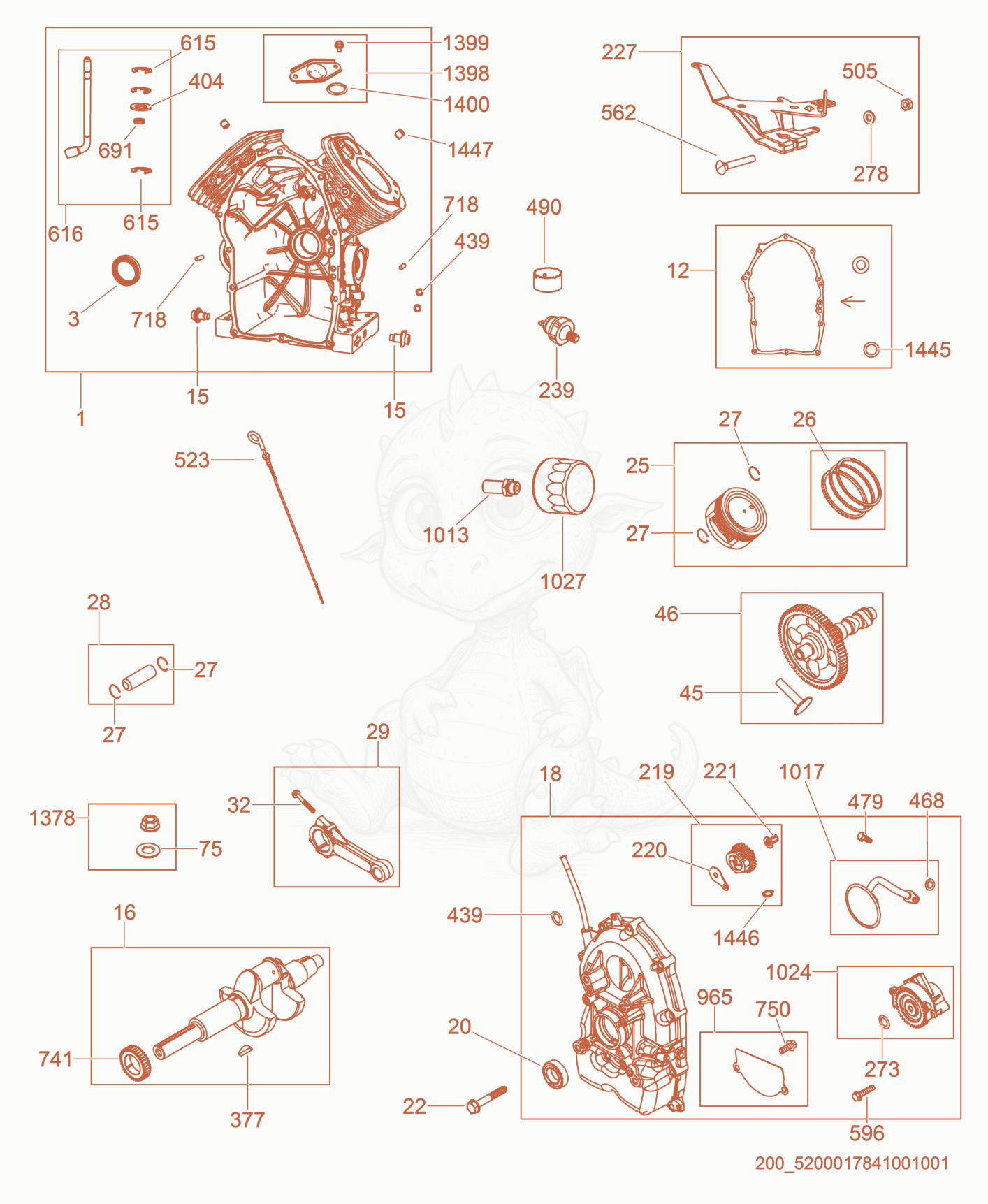 Exploded parts diagram of the Engine Block of a Wacker Neuson CRT48-35V-PS, with numbered balloons