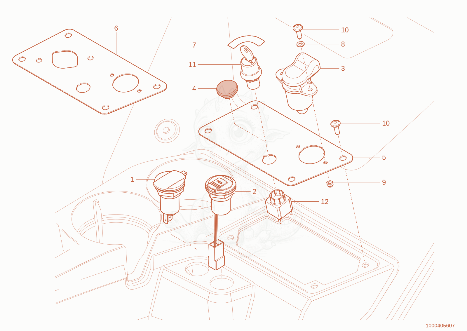 Exploded parts diagram of the Console of a Wacker Neuson WL110(R90-05), with numbered balloons