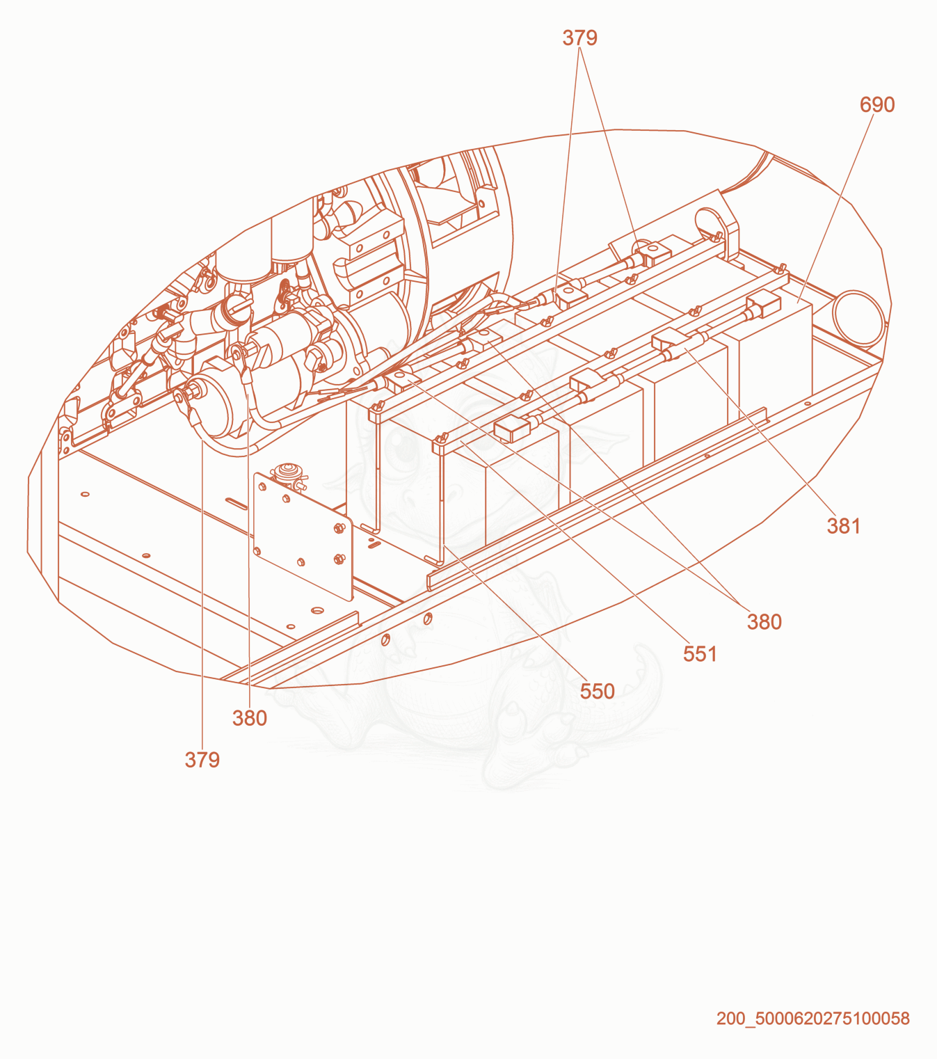 Exploded parts diagram of the Battery of a Wacker Neuson G320, with numbered balloons