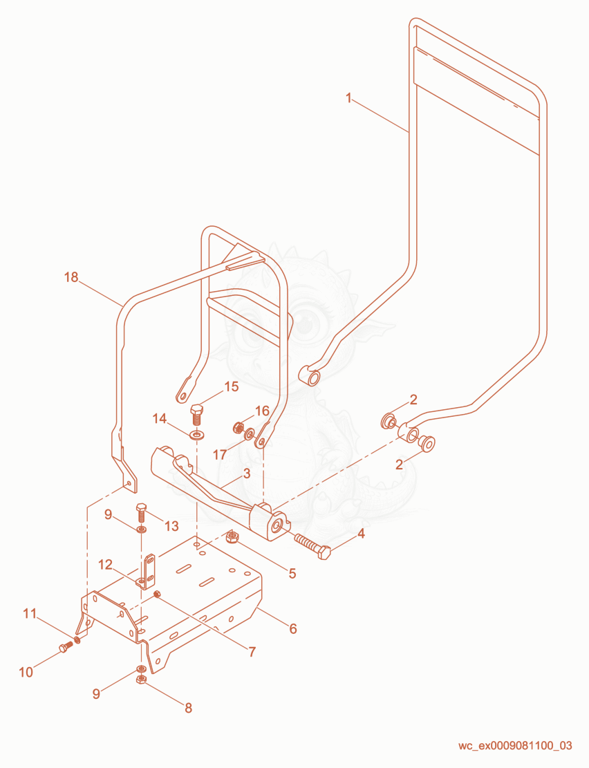 Exploded parts diagram of the Guide Handle cpl. of a Wacker Neuson VPY1740, with numbered balloons