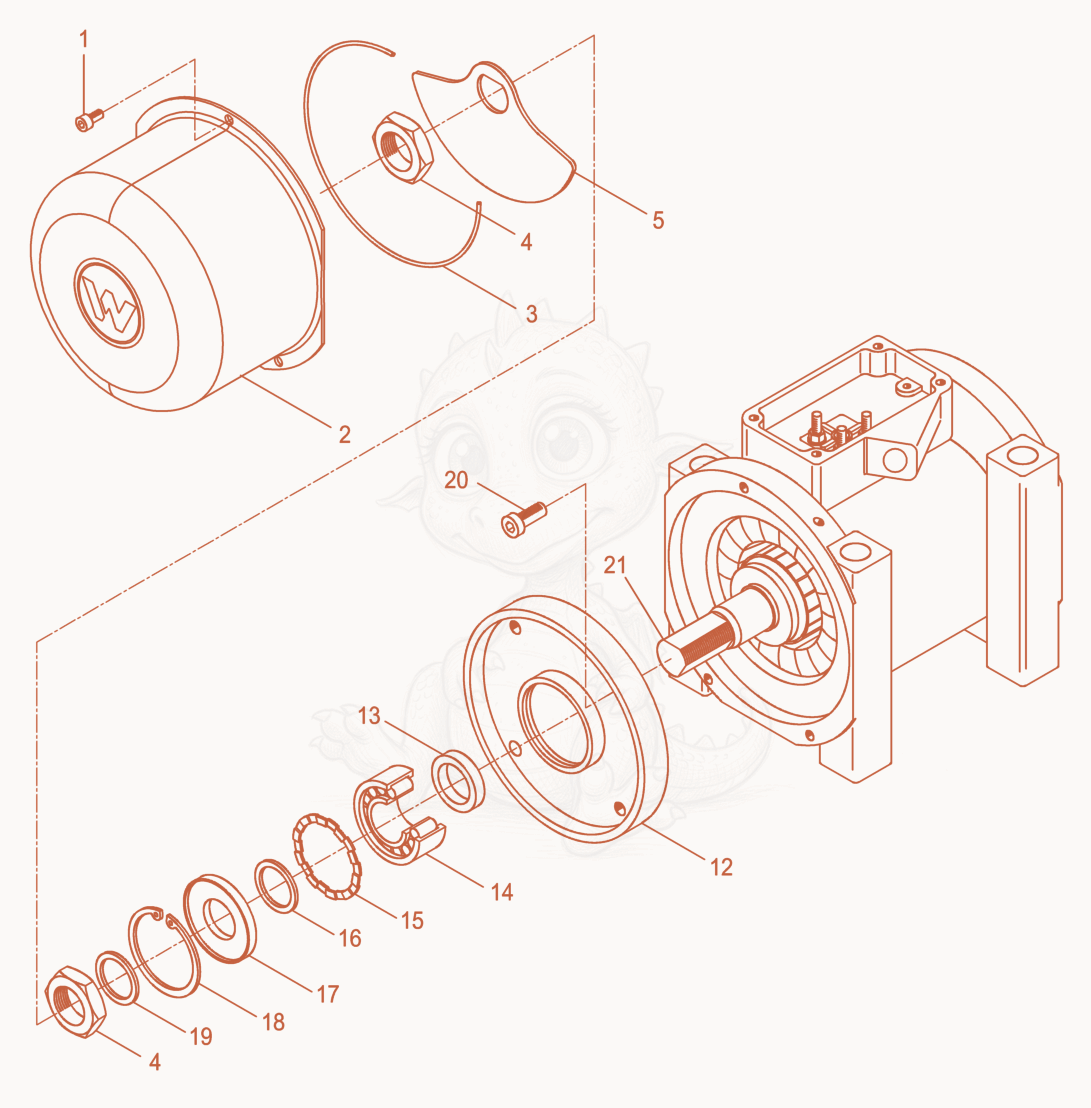 Exploded parts diagram of the External Vibrator cpl. of a Wacker Neuson AR54/3/110, with numbered balloons
