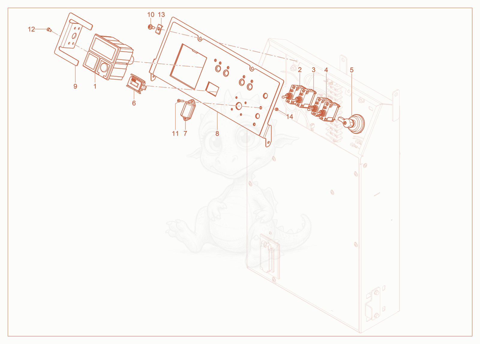 Exploded parts diagram of the Control Panel of a Wacker Neuson LTV4L, with numbered balloons