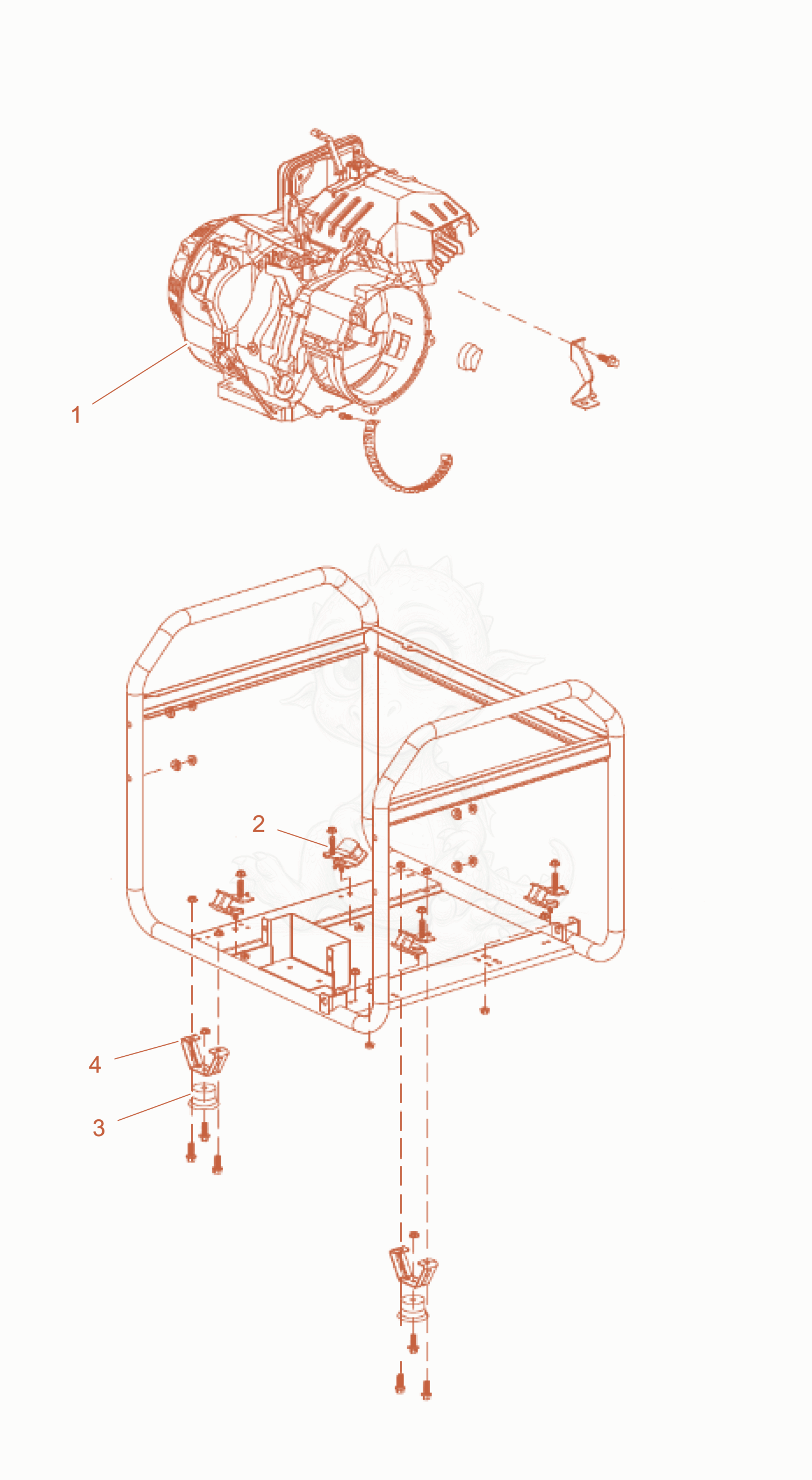 Exploded parts diagram of the Components of frame cpl. of a Wacker Neuson GS6500GLA, with numbered balloons