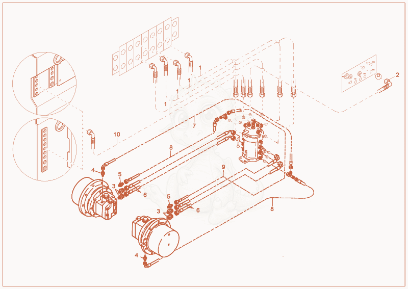 Exploded parts diagram of the TRAVELLING GEAR INSTALLATION of a Wacker Neuson 3602RD, with numbered balloons