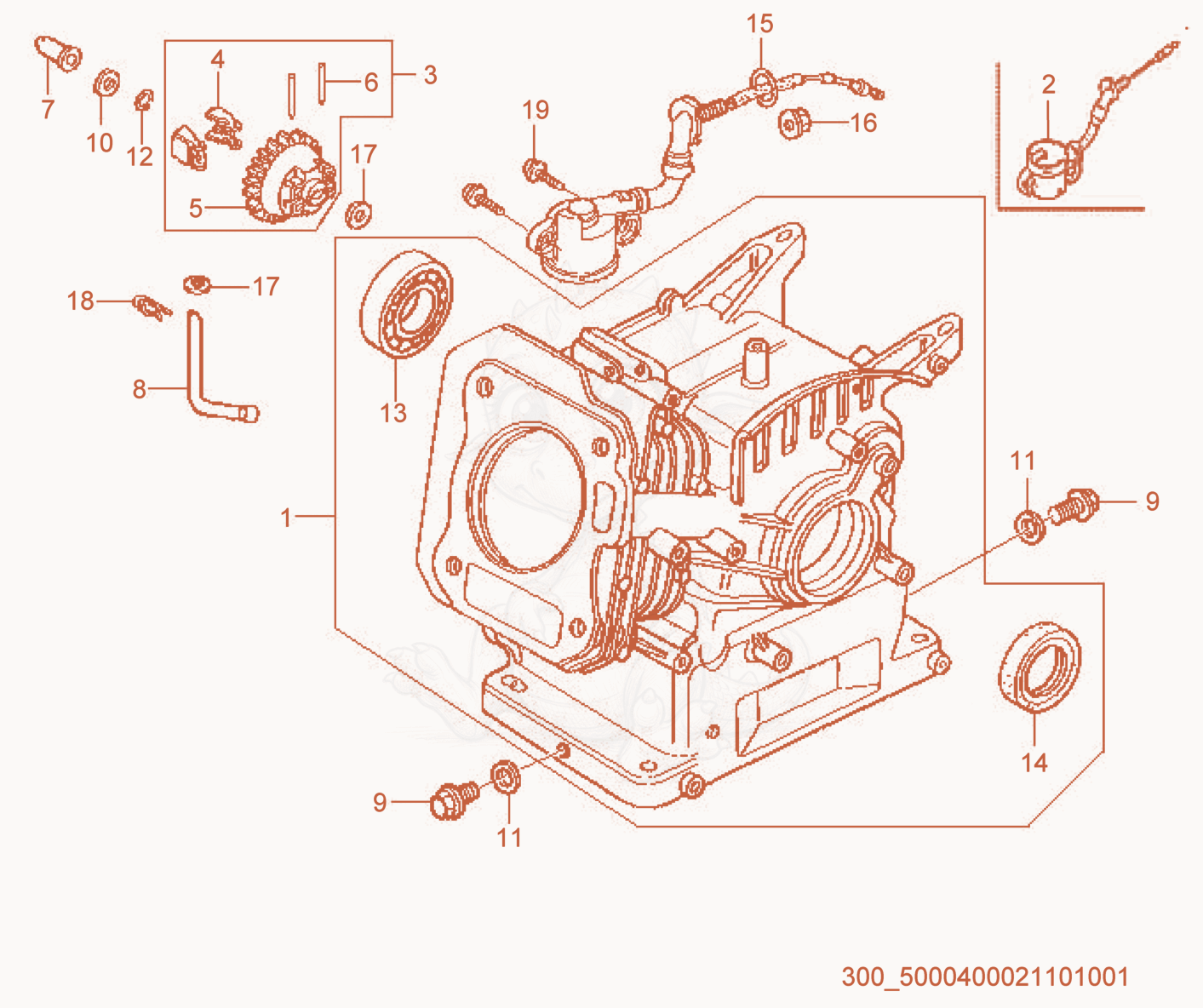 Despiece del Engine Block de una máquina Wacker Neuson WP1550AW-L, con globos numerados