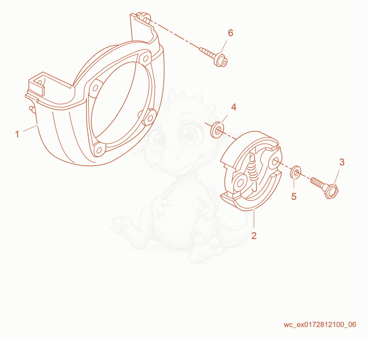 Exploded parts diagram of the Fan Cover/Clutch of a Wacker Neuson PV35A, with numbered balloons