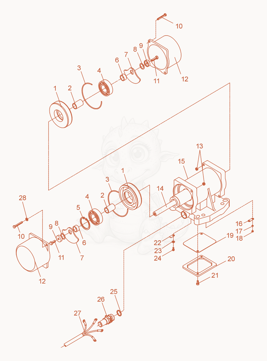 Exploded parts diagram of the External Vibrator cpl. of a Wacker Neuson AR3/2S, with numbered balloons