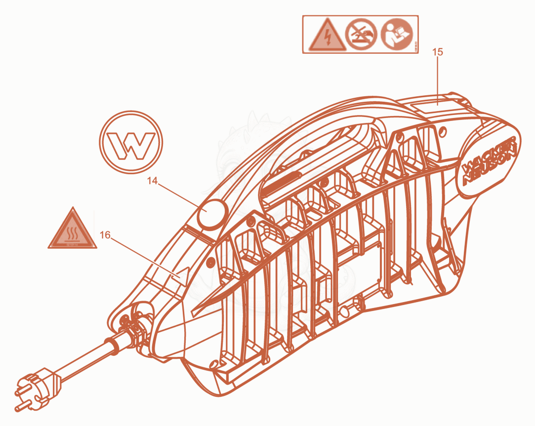 Exploded parts diagram of the Labels of a Wacker Neuson FUH20/1/042, with numbered balloons