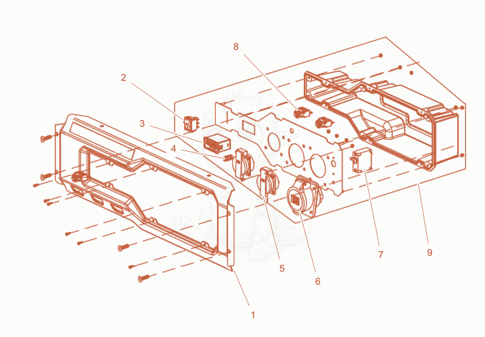 Exploded parts diagram of the Cotrol Panel assy cpl. of a Wacker Neuson GS6000GCN, with numbered balloons