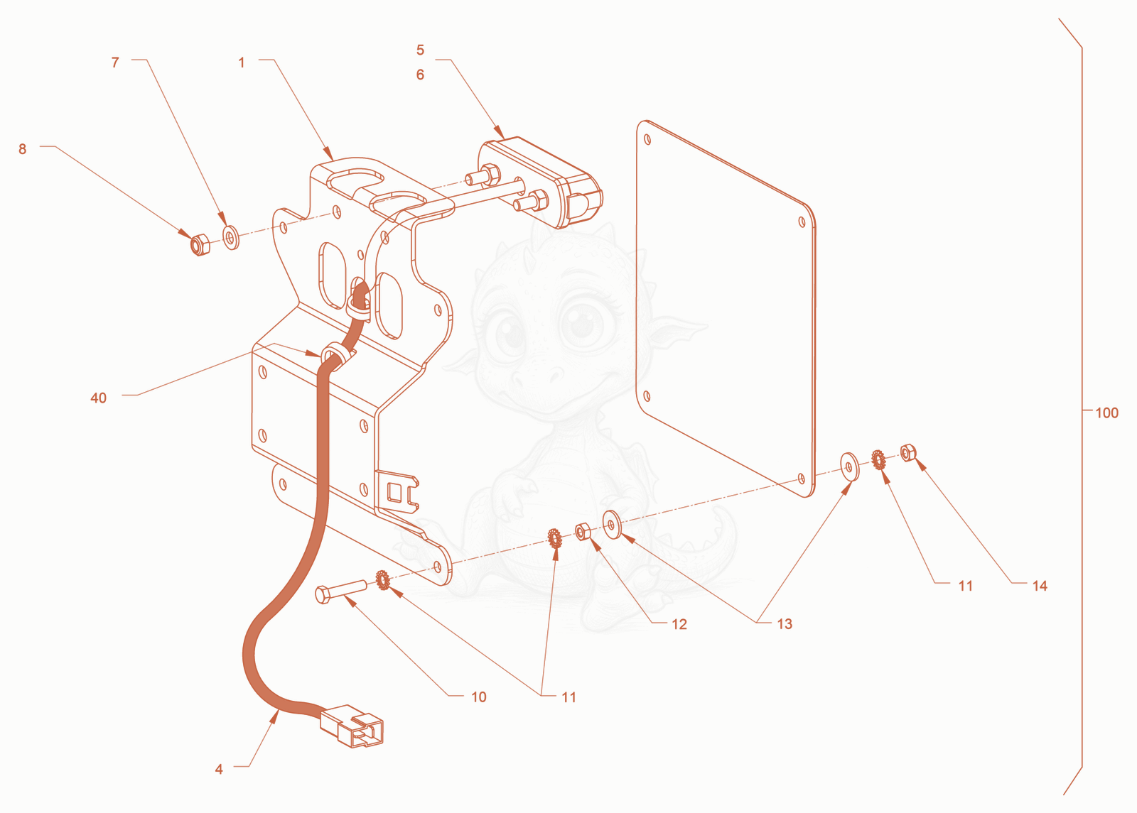 Exploded parts diagram of the TÜV italy of a Wacker Neuson RD18-100C, with numbered balloons