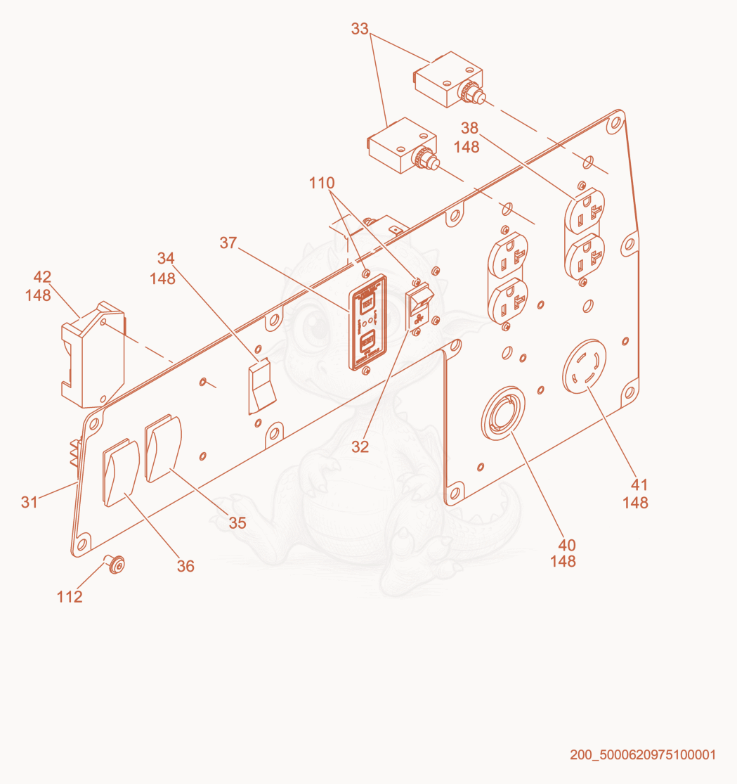 Exploded parts diagram of the Control Panel cpl. of a Wacker Neuson GP3800A, with numbered balloons