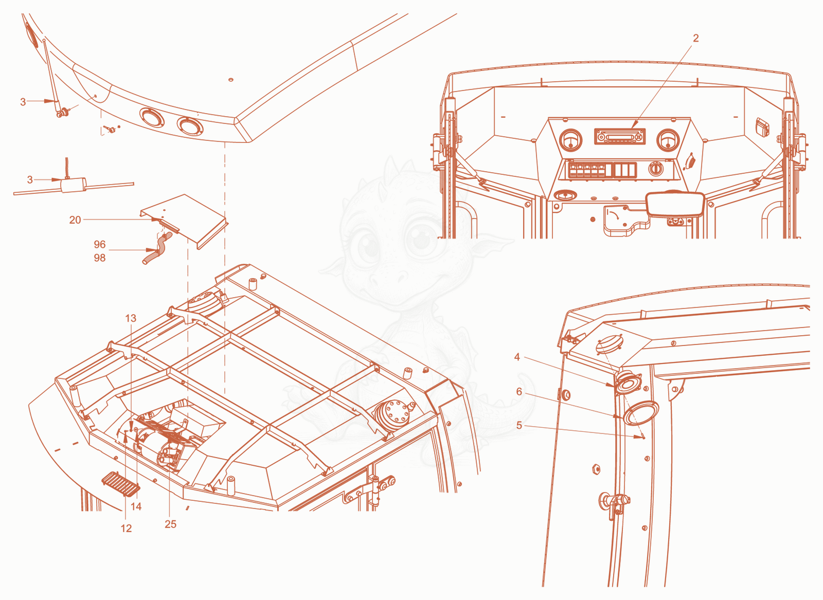 Exploded parts diagram of the Radio of a Wacker Neuson RD40-130C.3, with numbered balloons