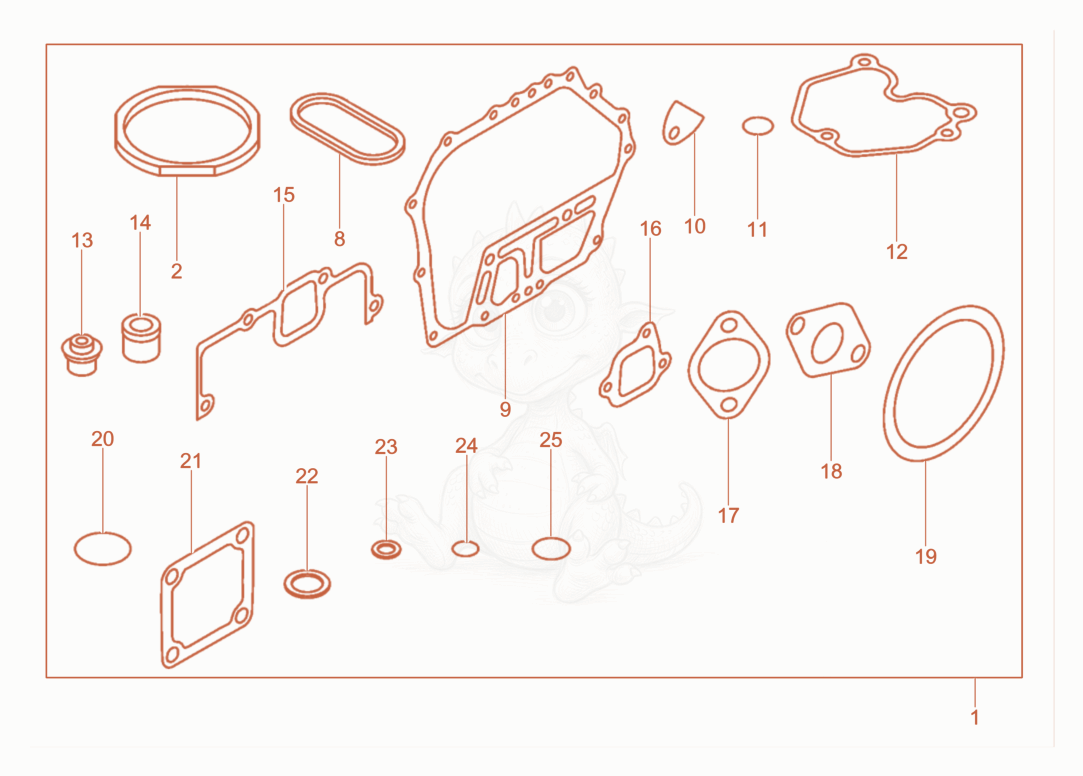 Despiece del Gasket set, Tool de una máquina Wacker Neuson DPU40YEHUS, con globos numerados