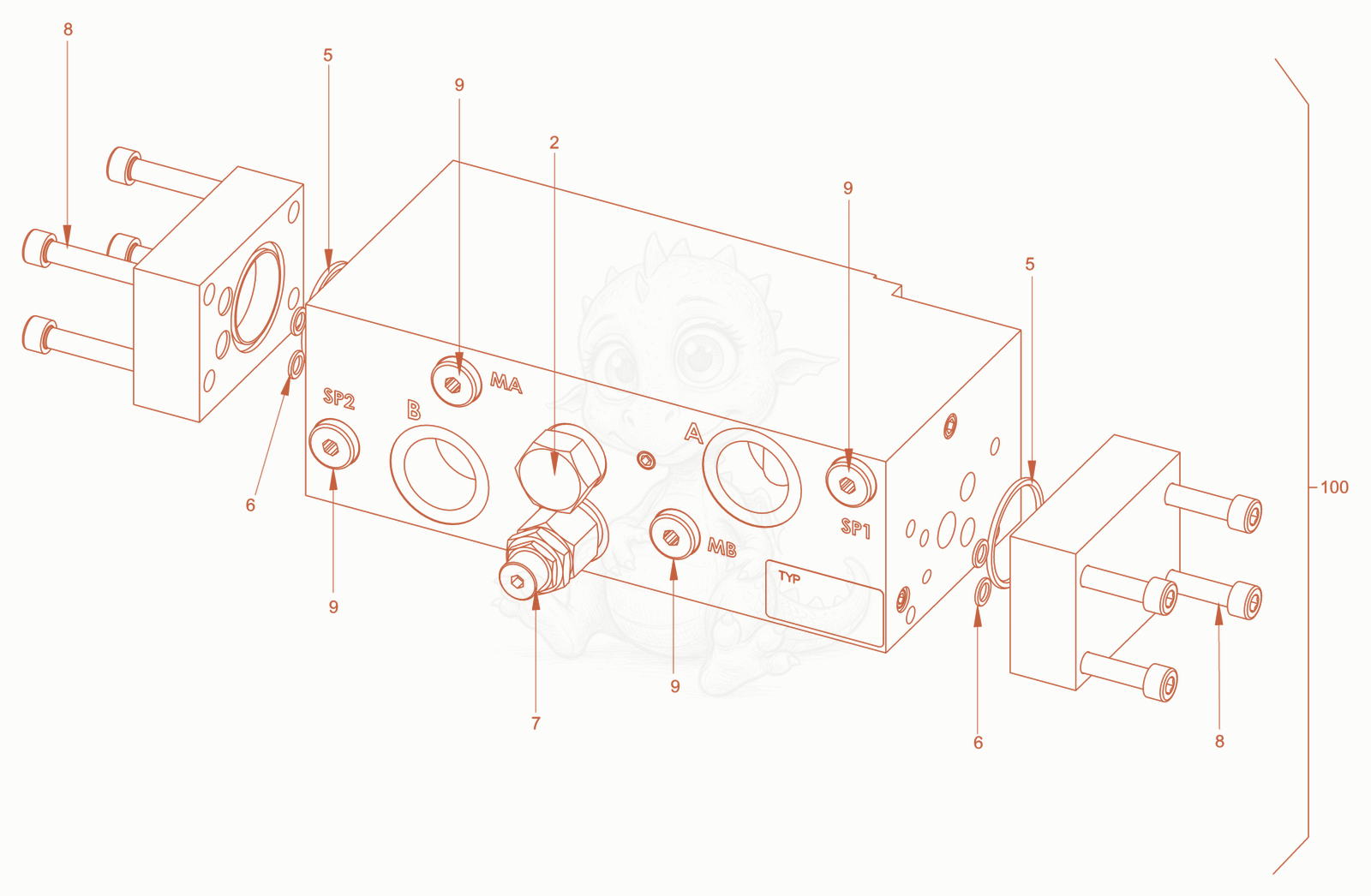 Exploded parts diagram of the collective block of a Wacker Neuson RD45-140C.3, with numbered balloons