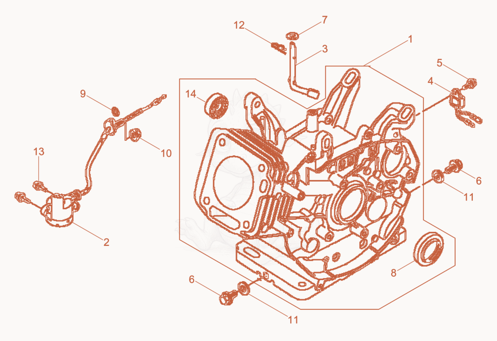 Exploded parts diagram of the Cylinder housing of a Wacker Neuson BPU3545AUS, with numbered balloons