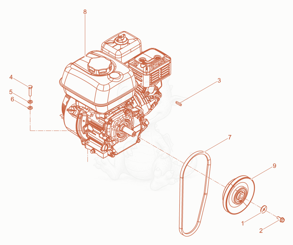 Despiece del Engine de una máquina Wacker Neuson BRS90, con globos numerados