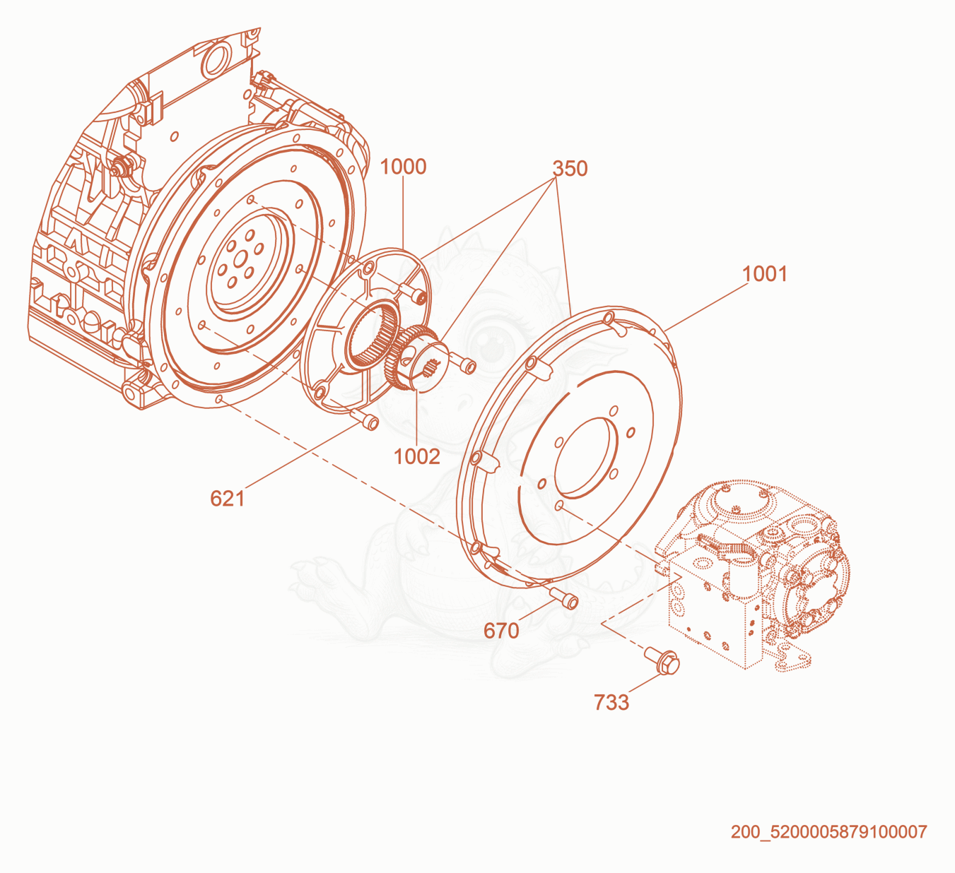 Exploded parts diagram of the Flywheel cpl. of a Wacker Neuson RD27-120, with numbered balloons