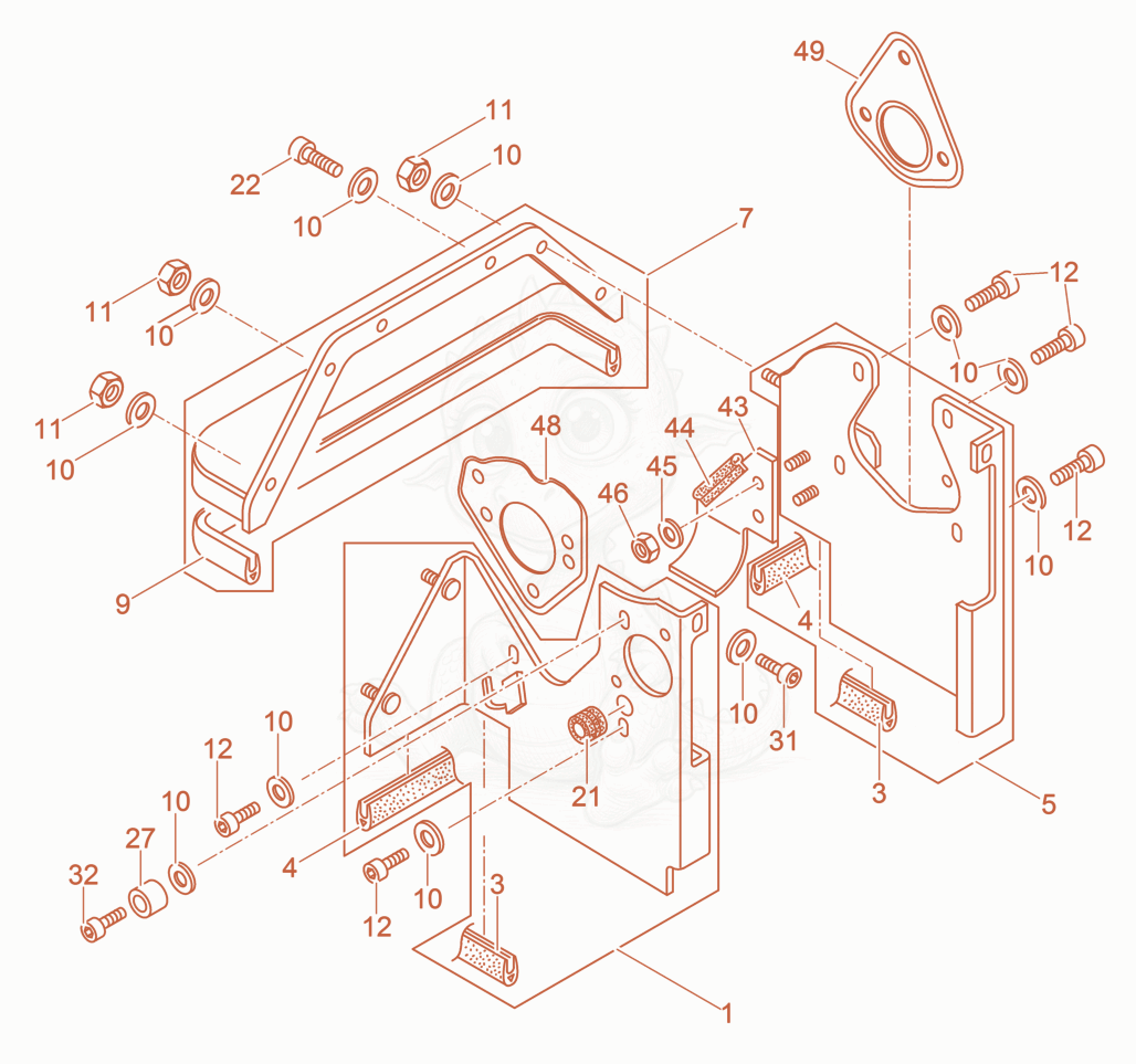 Exploded parts diagram of the Air Ducting of a Wacker Neuson DPU4545HECHUS, with numbered balloons