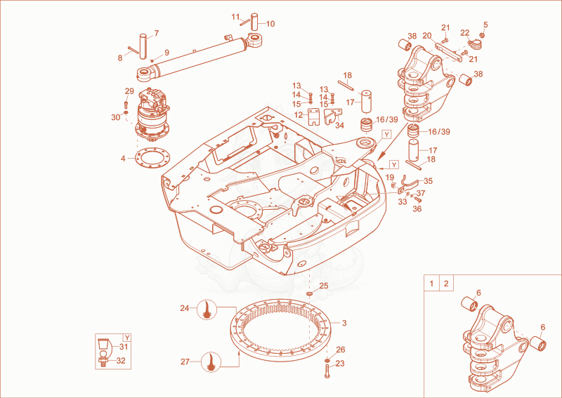 Despiece del CHASSIS de una máquina Wacker Neuson EZ26, con globos numerados