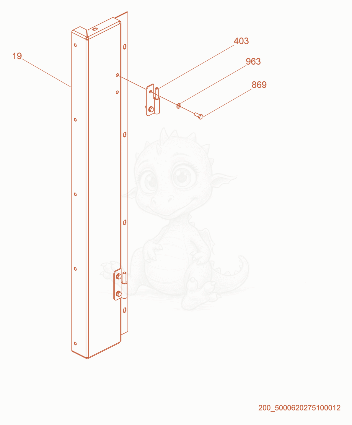 Exploded parts diagram of the Right Rear Panel of a Wacker Neuson G320, with numbered balloons