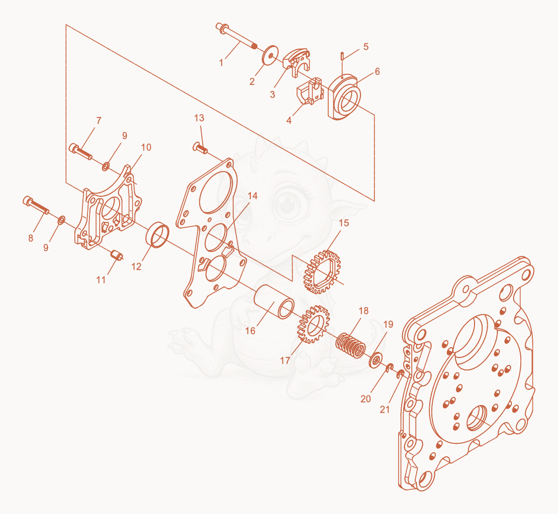 Despiece del Centrifugal Weight-Bearing Flange de una máquina Wacker Neuson DPU4045H, con globos numerados