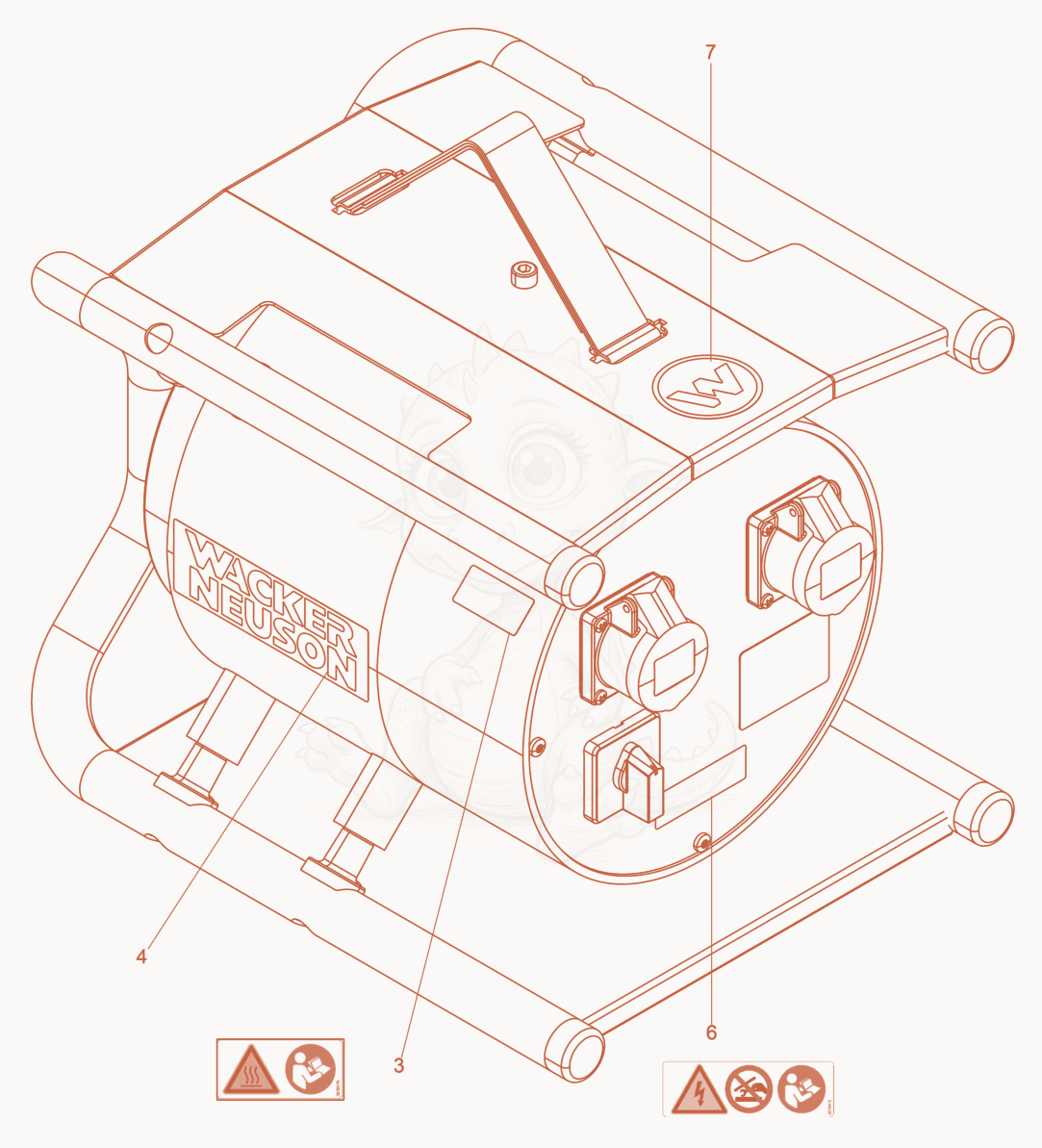Exploded parts diagram of the Label of a Wacker Neuson FUE2/042/200W, with numbered balloons