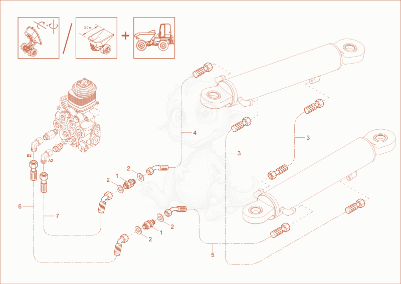 Exploded parts diagram of the SWIVEL CYLINDER OPERATION (Option) of a Wacker Neuson DW60-2, with numbered balloons