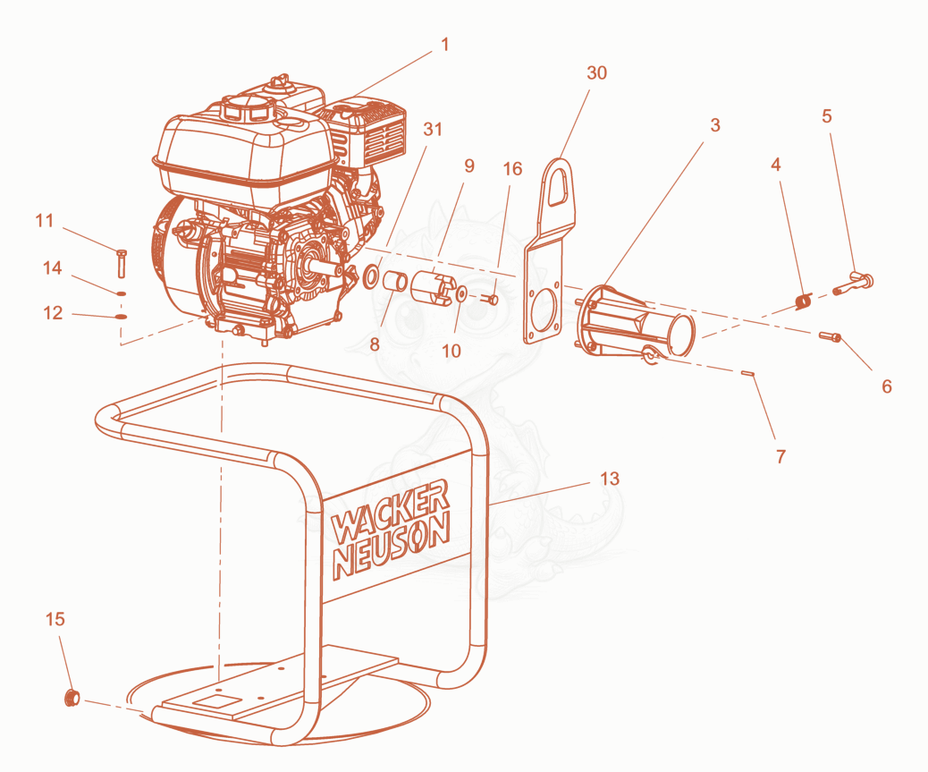 Despiece del Drive cpl. de una máquina Wacker Neuson HD3.7, con globos numerados