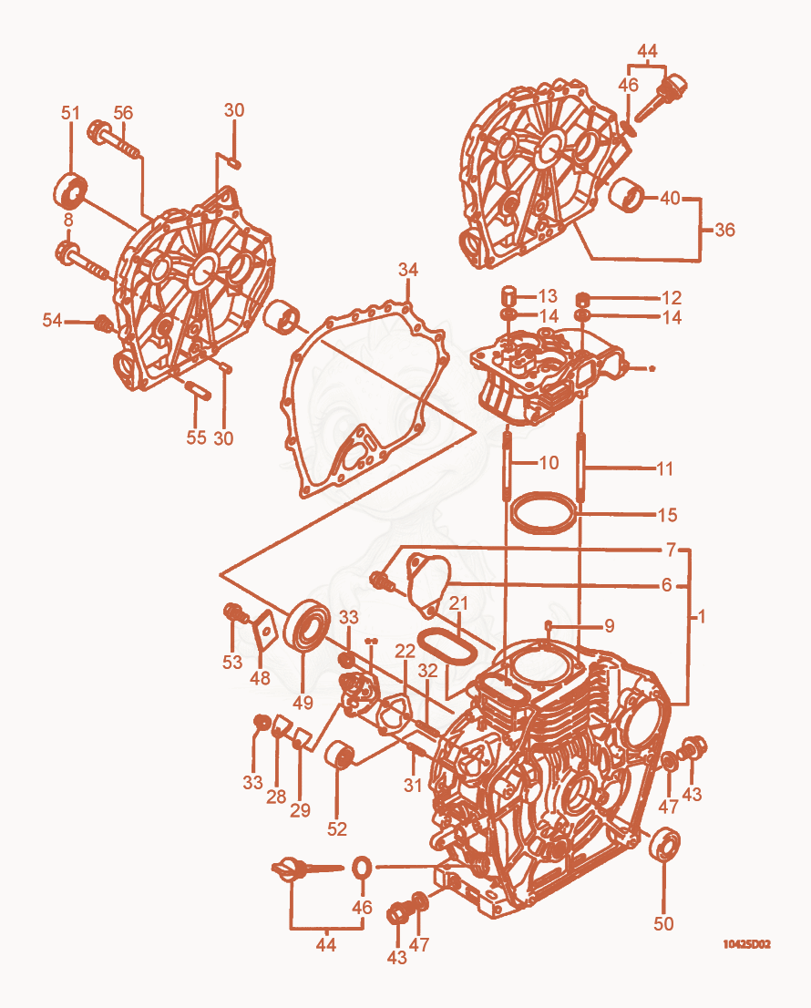 Exploded parts diagram of the Engine Block of a Wacker Neuson VPY1740, with numbered balloons