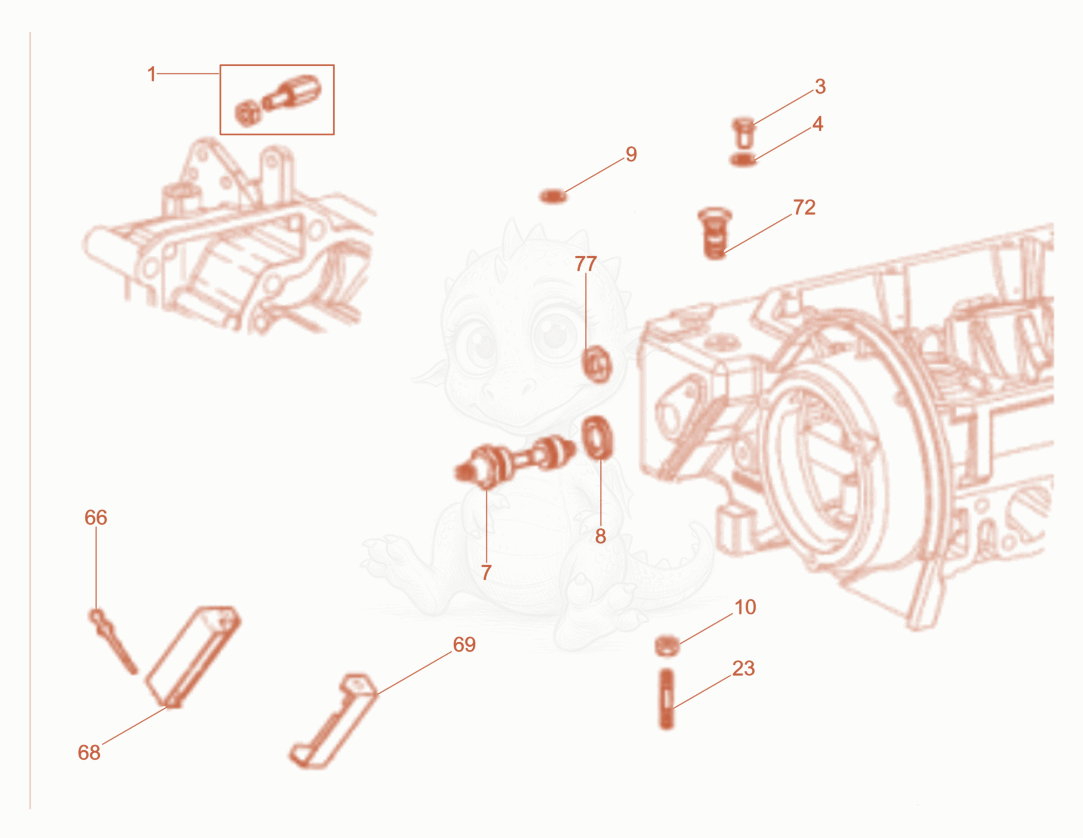 Despiece del Steering de una máquina Wacker Neuson DPU90LEC670, con globos numerados