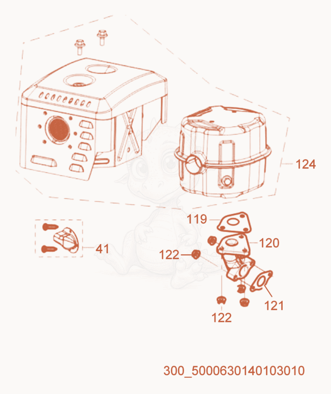 Exploded parts diagram of the Muffler of a Wacker Neuson MDP3, with numbered balloons