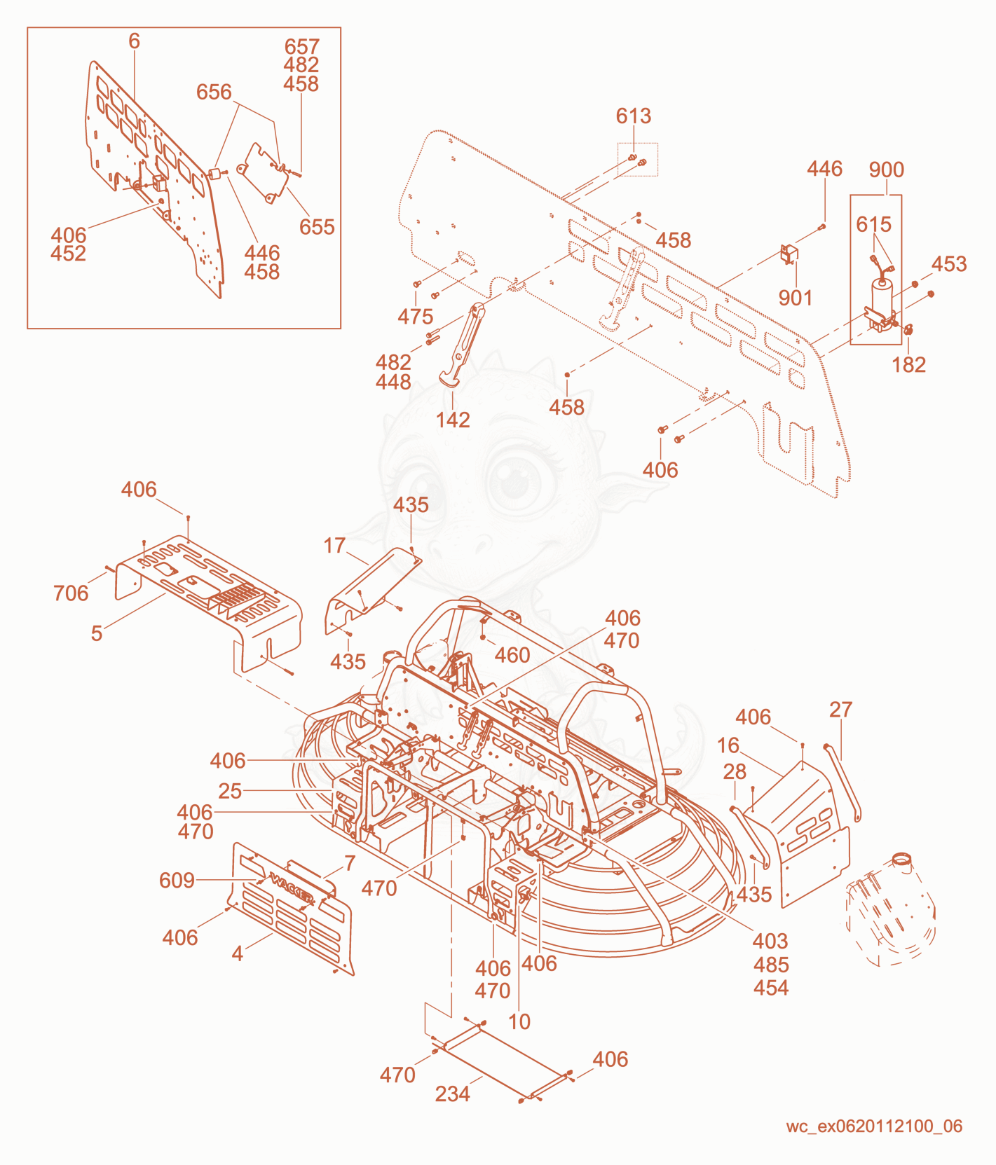 Exploded parts diagram of the Panel cpl. of a Wacker Neuson CRT48-35VEU, with numbered balloons