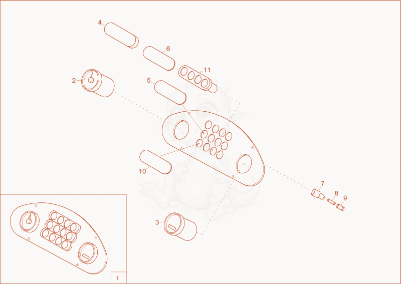 Exploded parts diagram of the instrument panel of a Wacker Neuson 6001, with numbered balloons