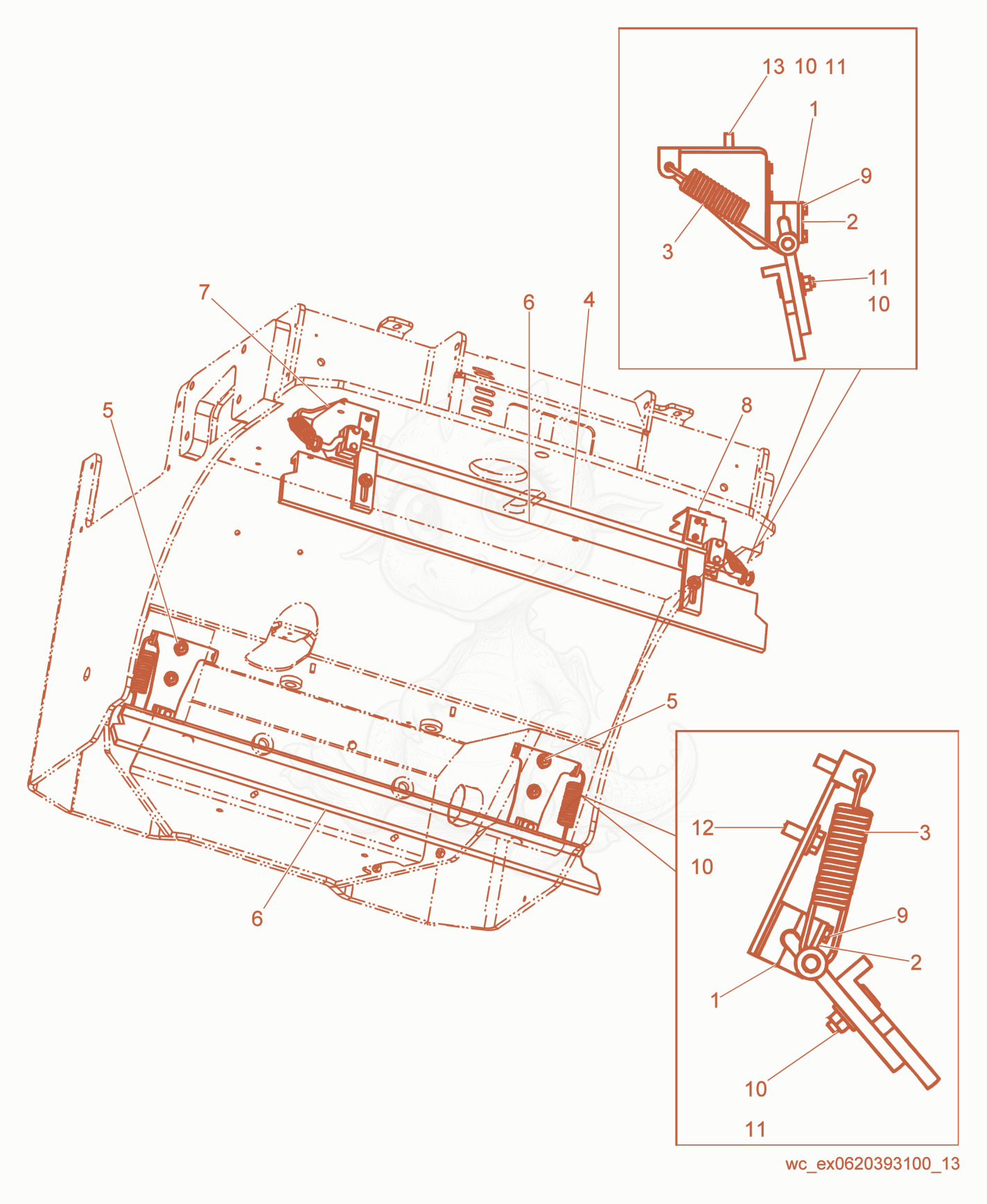 Exploded parts diagram of the Scrapers of a Wacker Neuson RD27-120, with numbered balloons