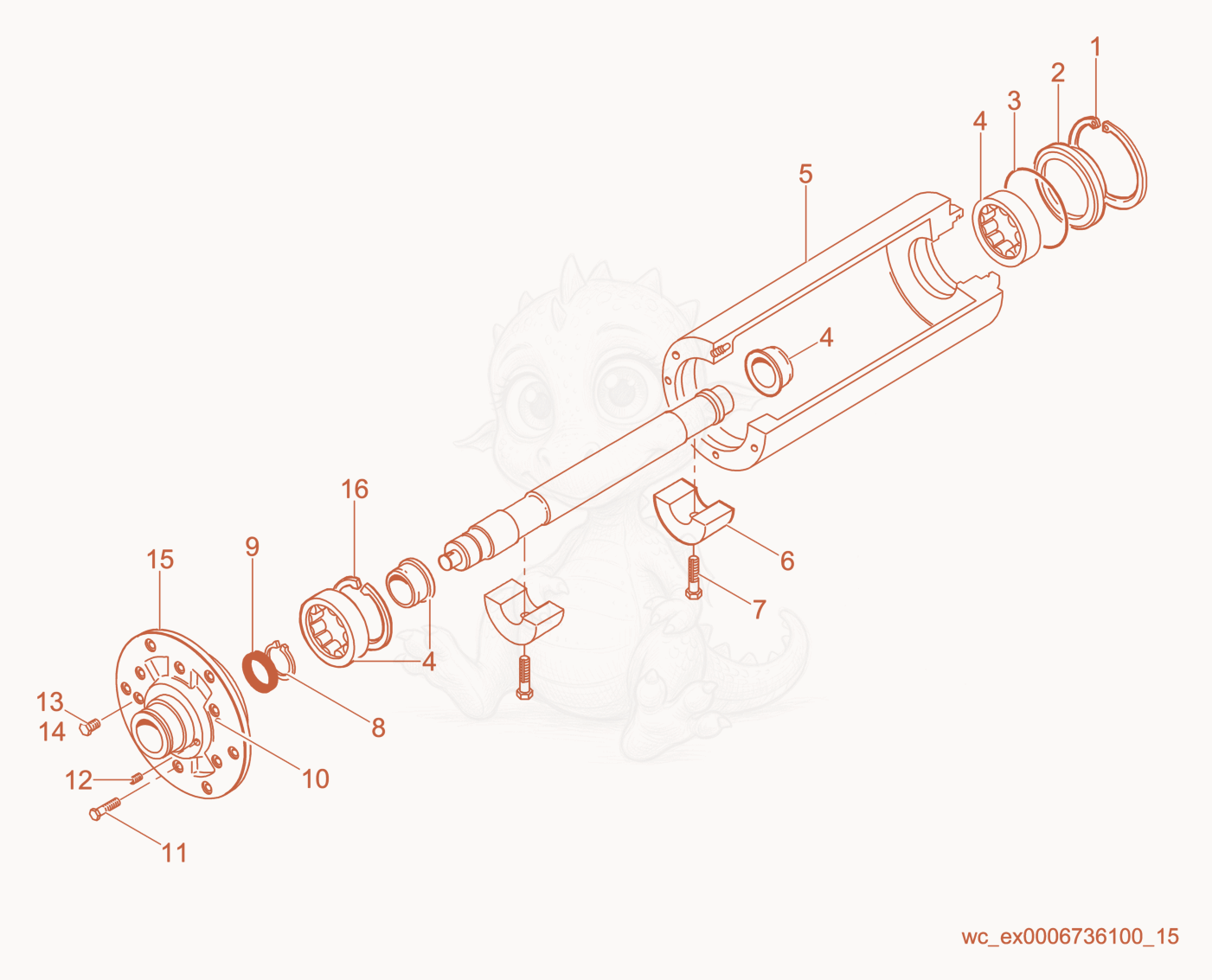 Exploded parts diagram of the Exciter cpl. of a Wacker Neuson RD880V, with numbered balloons