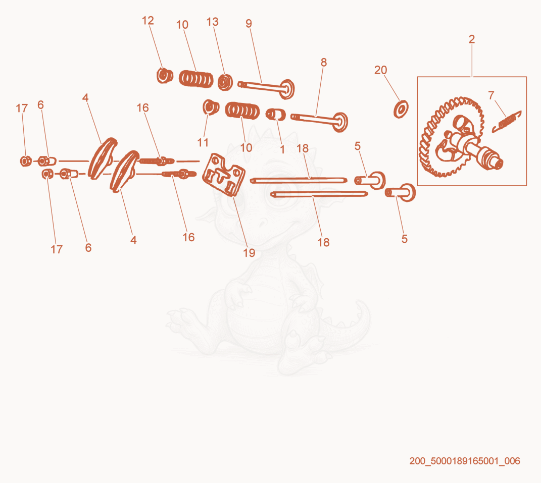 Exploded parts diagram of the Camshaft of a Wacker Neuson G7AI, with numbered balloons