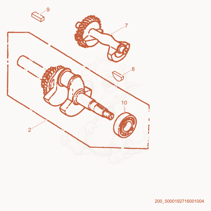 Despiece del Crankshaft cpl. de una máquina Wacker Neuson CT36-8A-V, con globos numerados