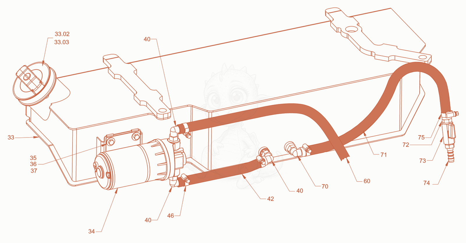 Exploded parts diagram of the additive sprinkling of a Wacker Neuson RD28-120CCN, with numbered balloons