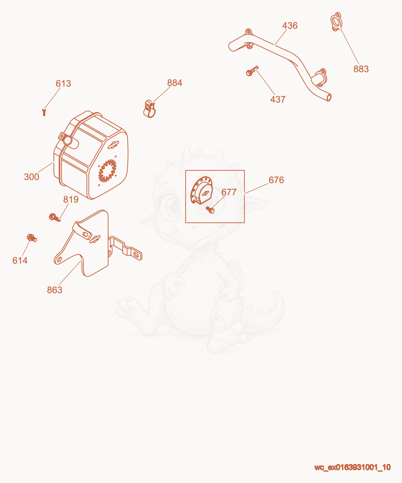Exploded parts diagram of the Muffler of a Wacker Neuson GPS9700, with numbered balloons