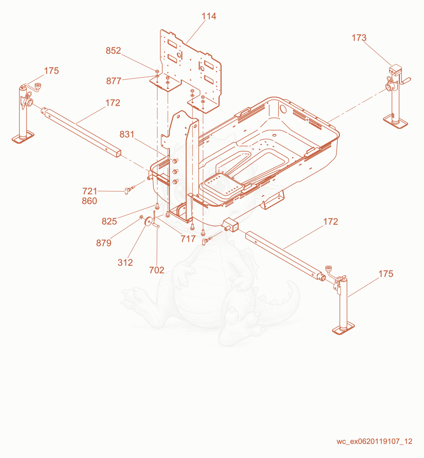 Exploded parts diagram of the Swivel Jacks of a Wacker Neuson LTN6LE, with numbered balloons