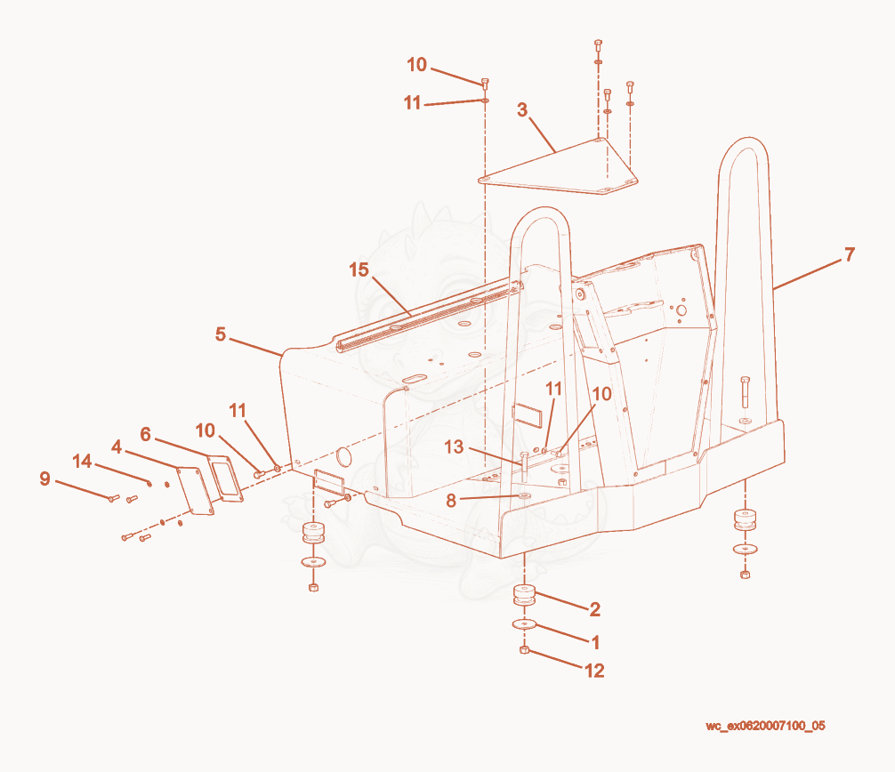 Exploded parts diagram of the Rear Frame of a Wacker Neuson RD27-120, with numbered balloons